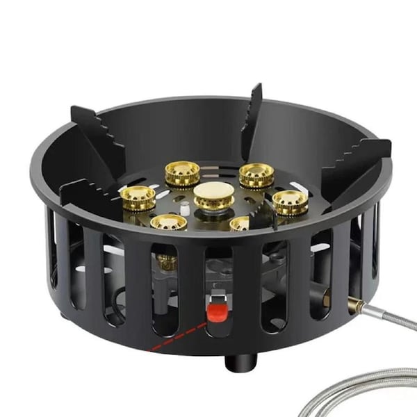 Portable 7-Core Camping Gas Stove with Windproof Design and Electronic Ignition
