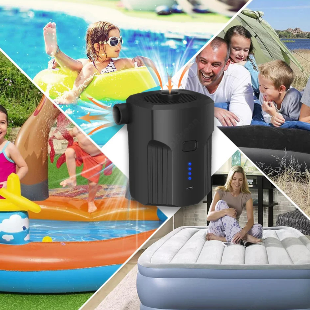 Rechargeable Electric Air Pump 5000mAh Quick Fill Inflator Deflator with 5 Nozzles