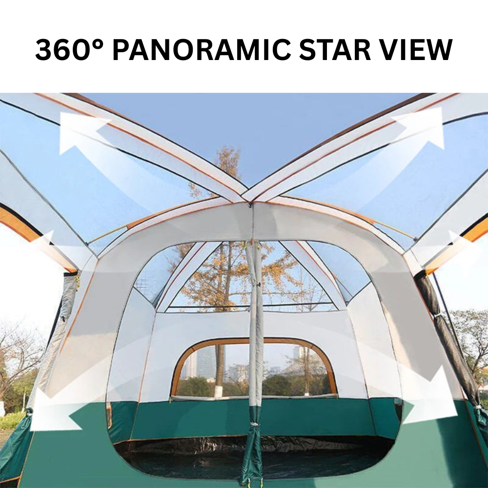 Heavy Duty 4 Season Camping Tent 2 Room Waterproof Outdoor Shelter for 8-12 People