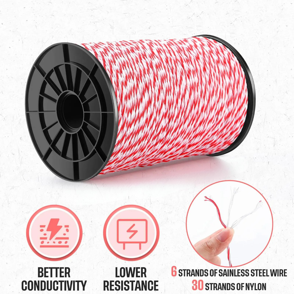 200M/500M Electric Fence Rope Polywire with Steel Strands for Horse and Animal Fencing