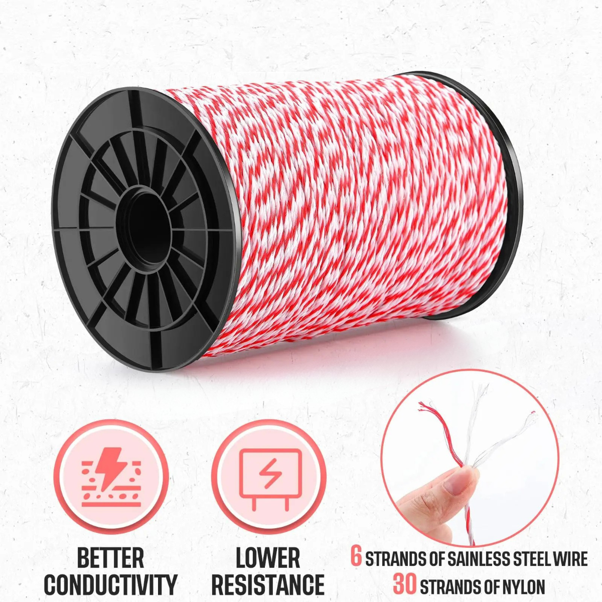 200M/500M Electric Fence Rope Polywire with Steel Strands for Horse and Animal Fencing