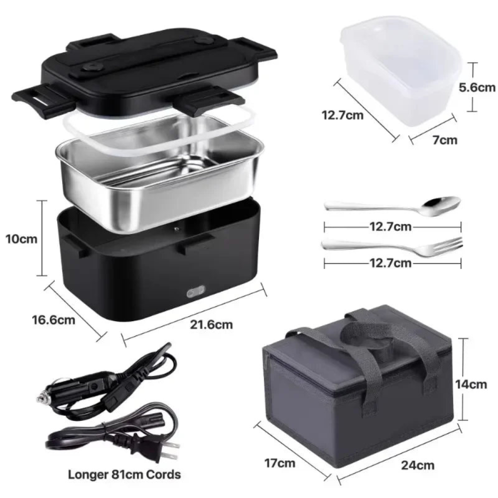 Portable 1.8L Electric Lunch Box 75W Food Warmer for Car, Truck & Office with Insulated Bag