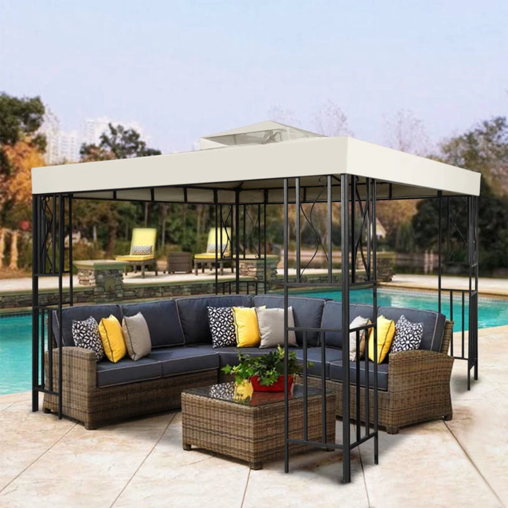 Outdoor Gazebo Canopy Replacement Top Cover 2 Tier Patio Garden Sunshade
