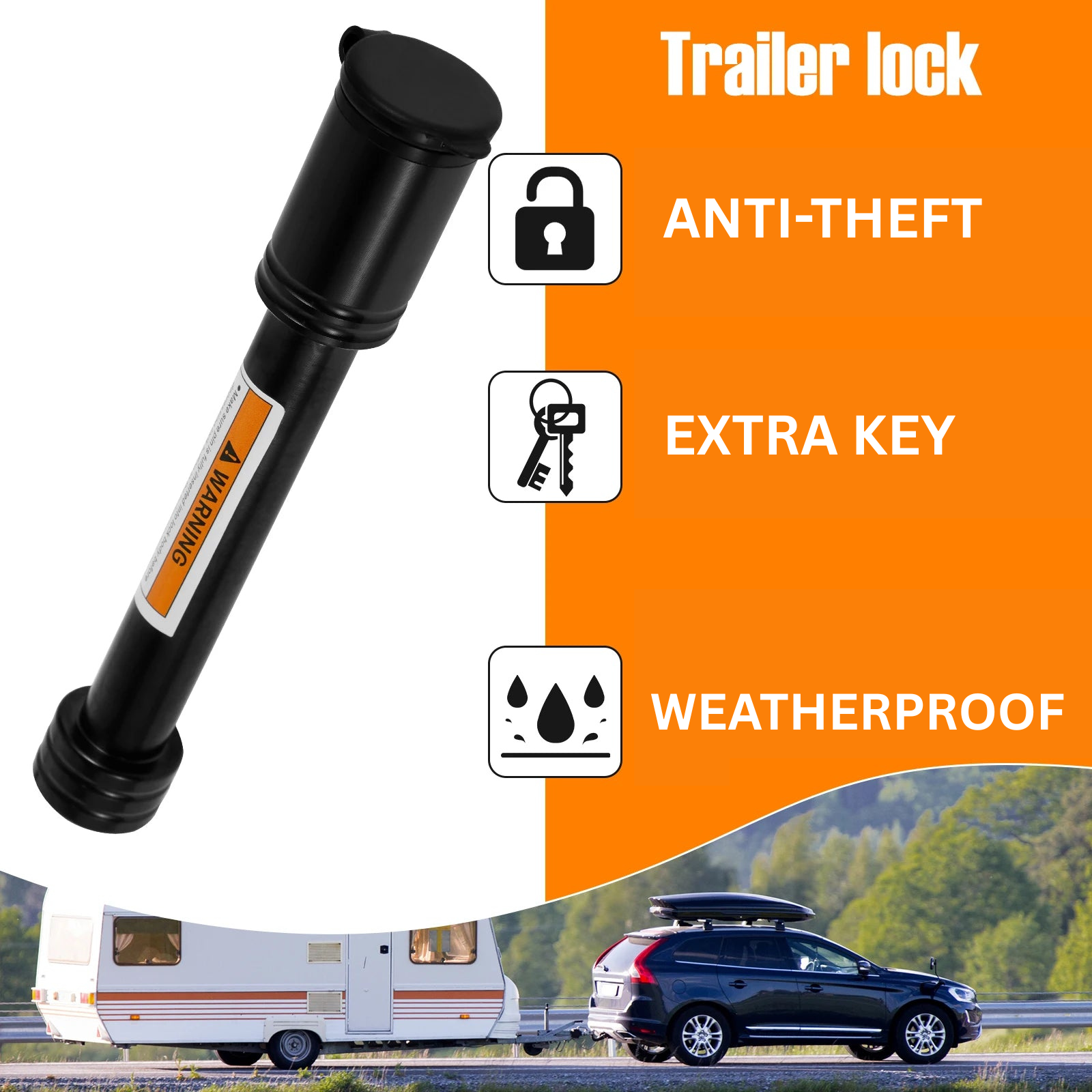 Trailer Hitch Lock Carbon Steel Towing Hitch Receiver Lock Anti-Theft Waterproof Hitch Receiver Pin Lock For RV Truck Keys