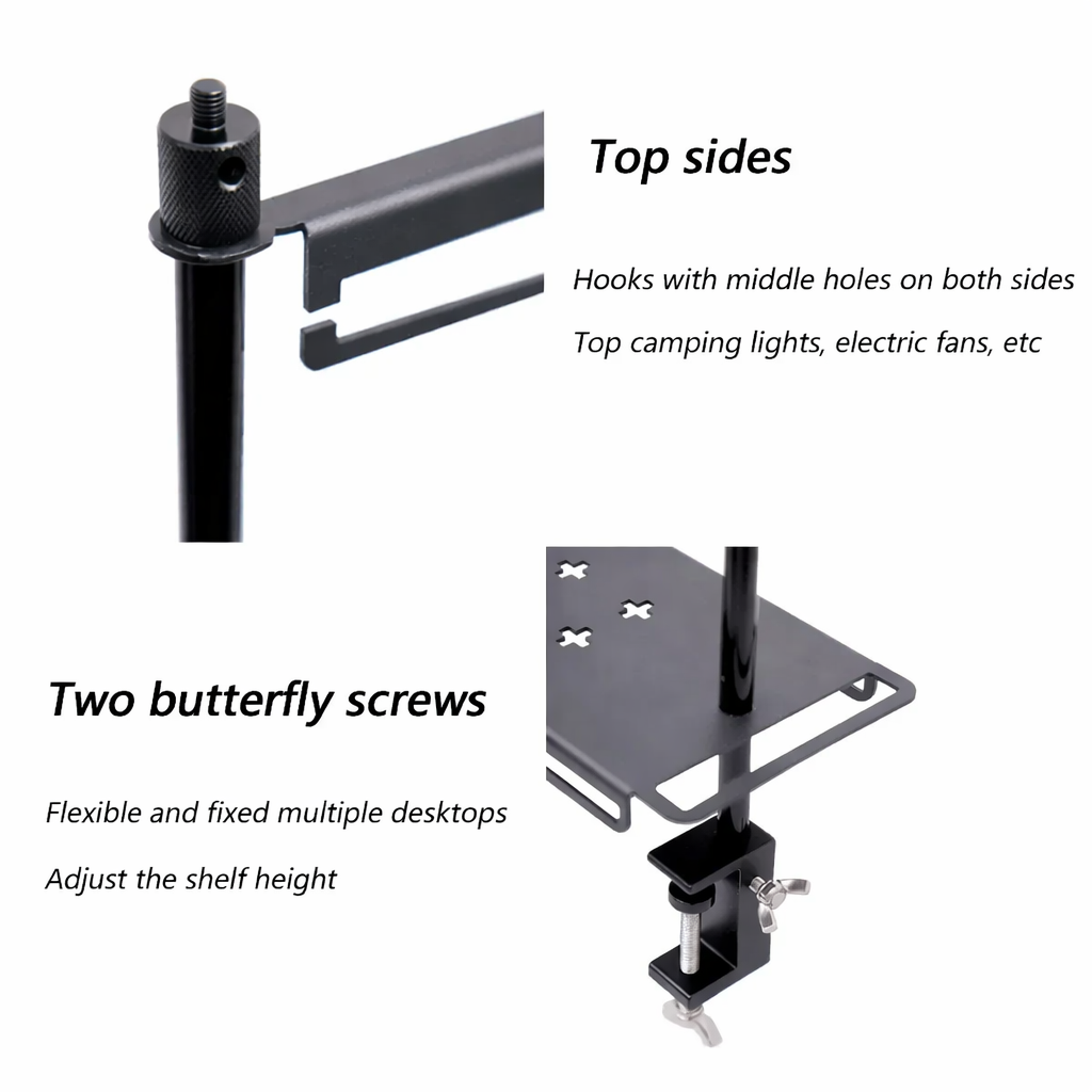 Camping Table Rack with Lantern Stand and Storage Shelf – Detachable Outdoor Hanging System