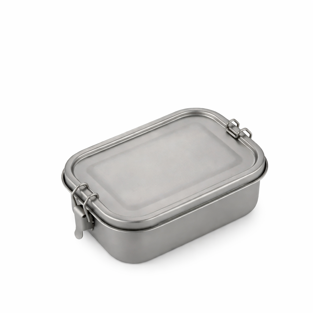 Titanium Lunch Box 0.8L with Lid and Folding Handle Lightweight Outdoor Camping Container