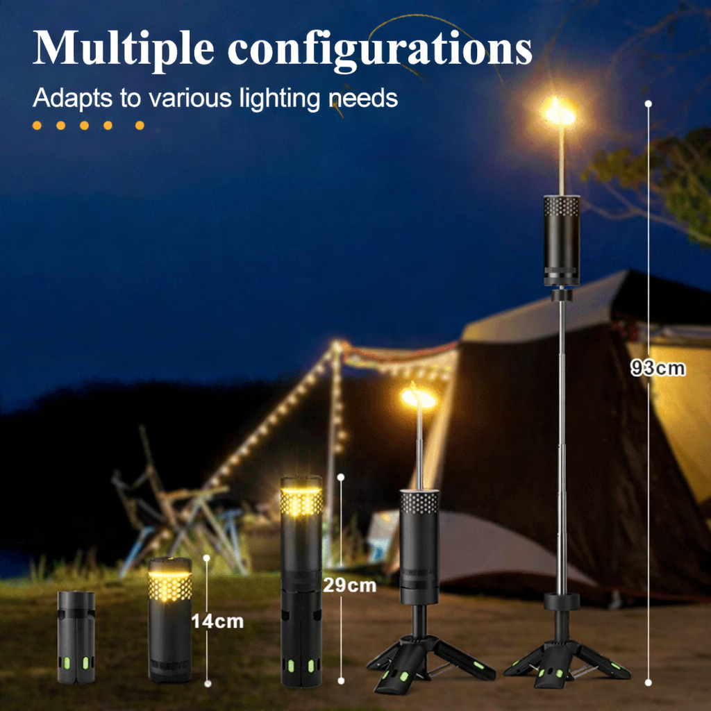 2-in-1 Rechargeable Camping Lantern Flashlight with Tripod Portable LED Light