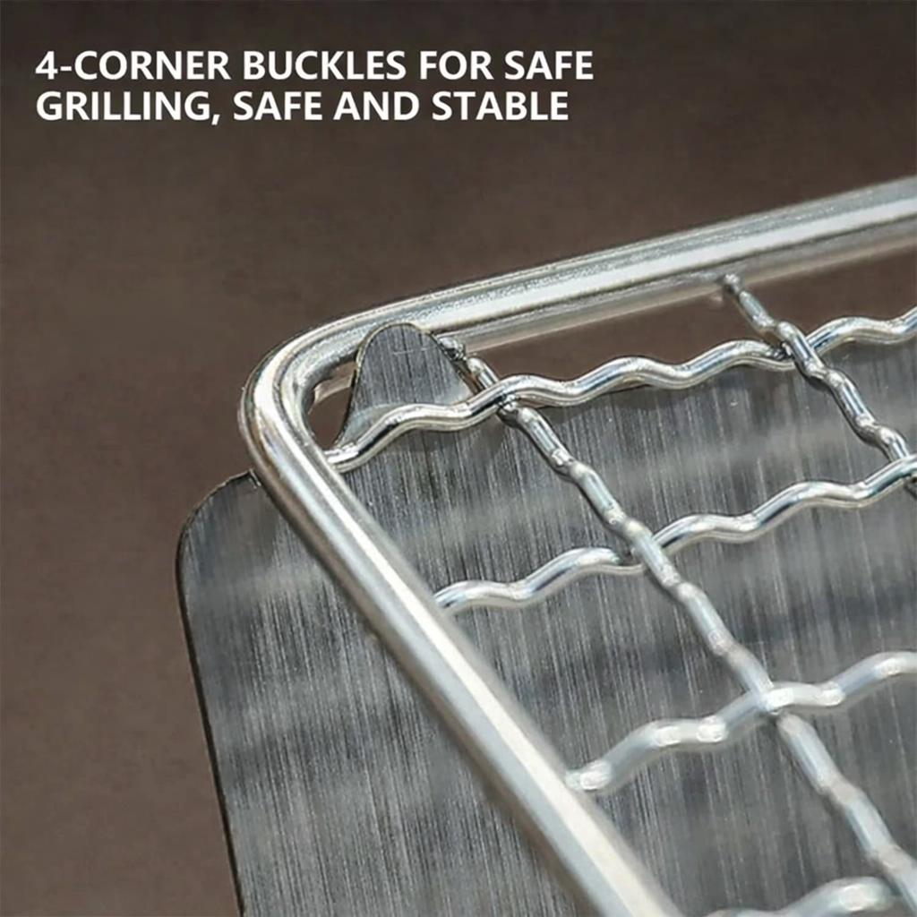 Stainless Steel Camping BBQ Grill Rack for Firewood Stove