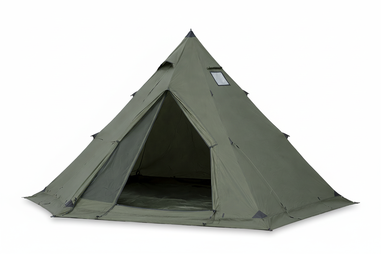 Portable 2-4 Person Tipi Camping Tent with Chimney Opening and Snow Skirt 4 Season Outdoor Shelter