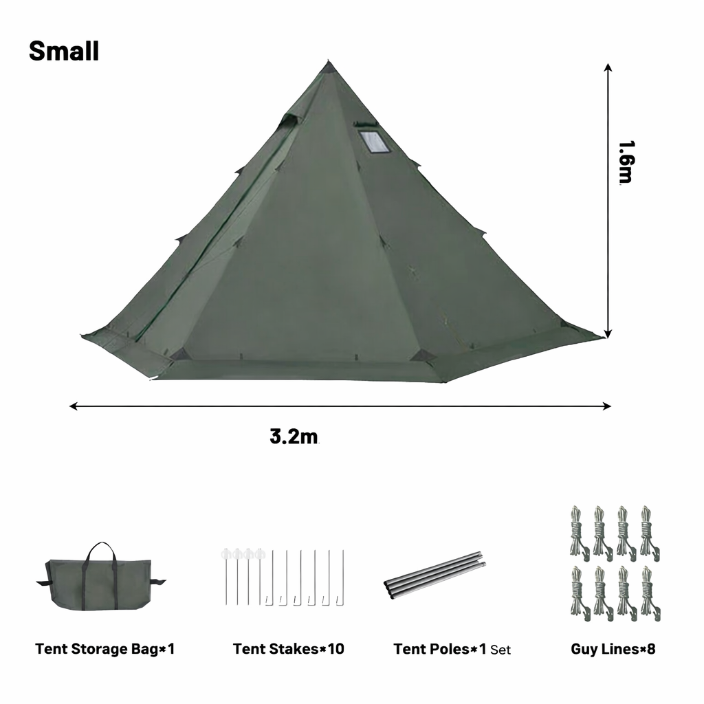 Portable 2-4 Person Tipi Camping Tent with Chimney Opening and Snow Skirt 4 Season Outdoor Shelter