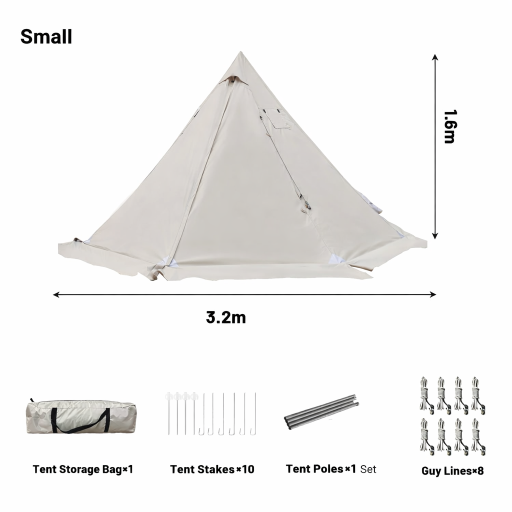 4 Season Tipi Camping Tent 2-4 Person with Chimney Opening and Weather Shield Skirt