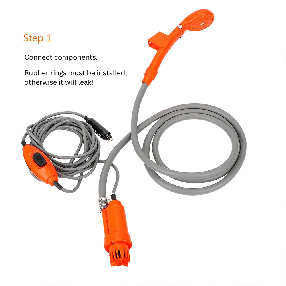 12V Portable RV Caravan Shower Pump Kit with Car Plug Adapter