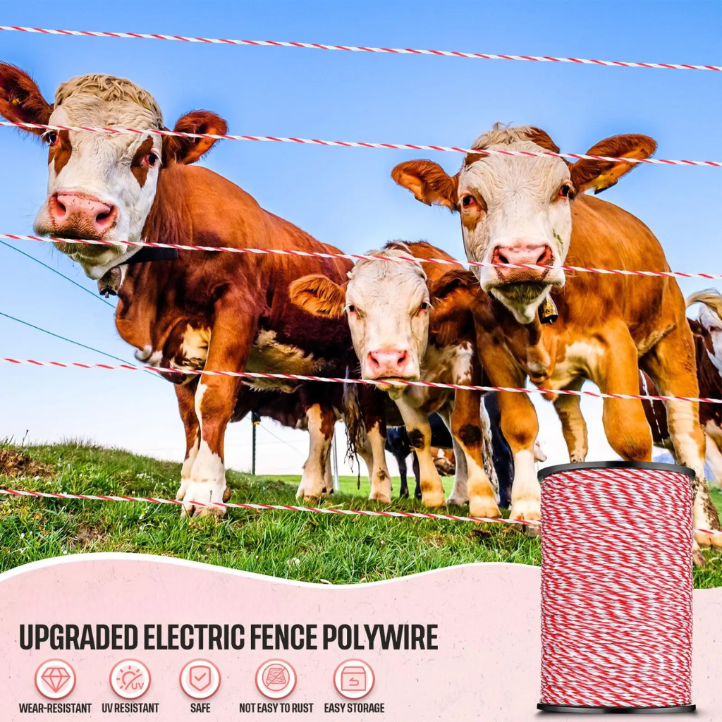 200M/500M Electric Fence Rope Polywire with Steel Strands for Horse and Animal Fencing