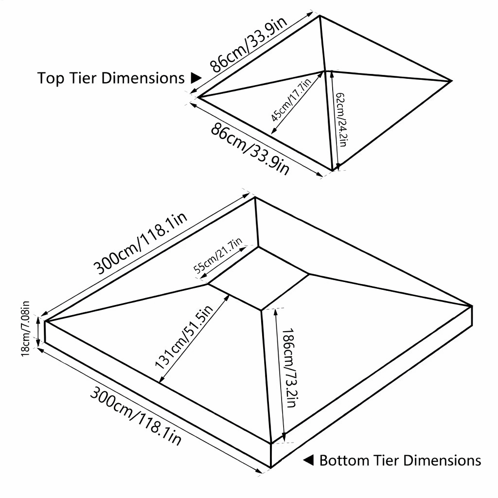 Outdoor Gazebo Canopy Replacement Top Cover 2 Tier Patio Garden Sunshade