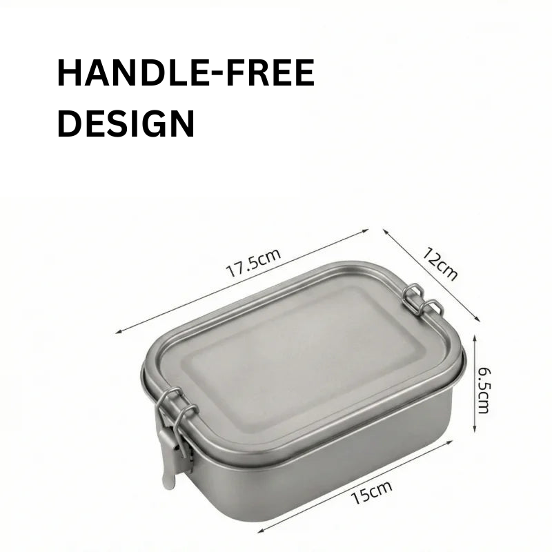 Titanium Lunch Box 0.8L with Lid and Folding Handle Lightweight Outdoor Camping Container
