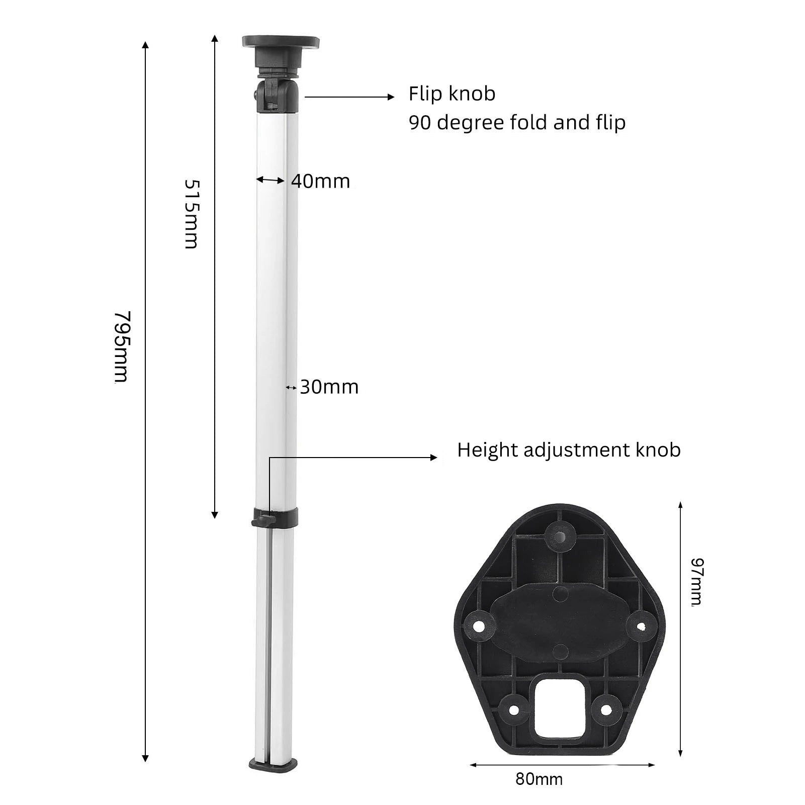 Telescopic Folding Table Legs 515mm-795mm Adjustable Aluminum Alloy for RV Camper Boat