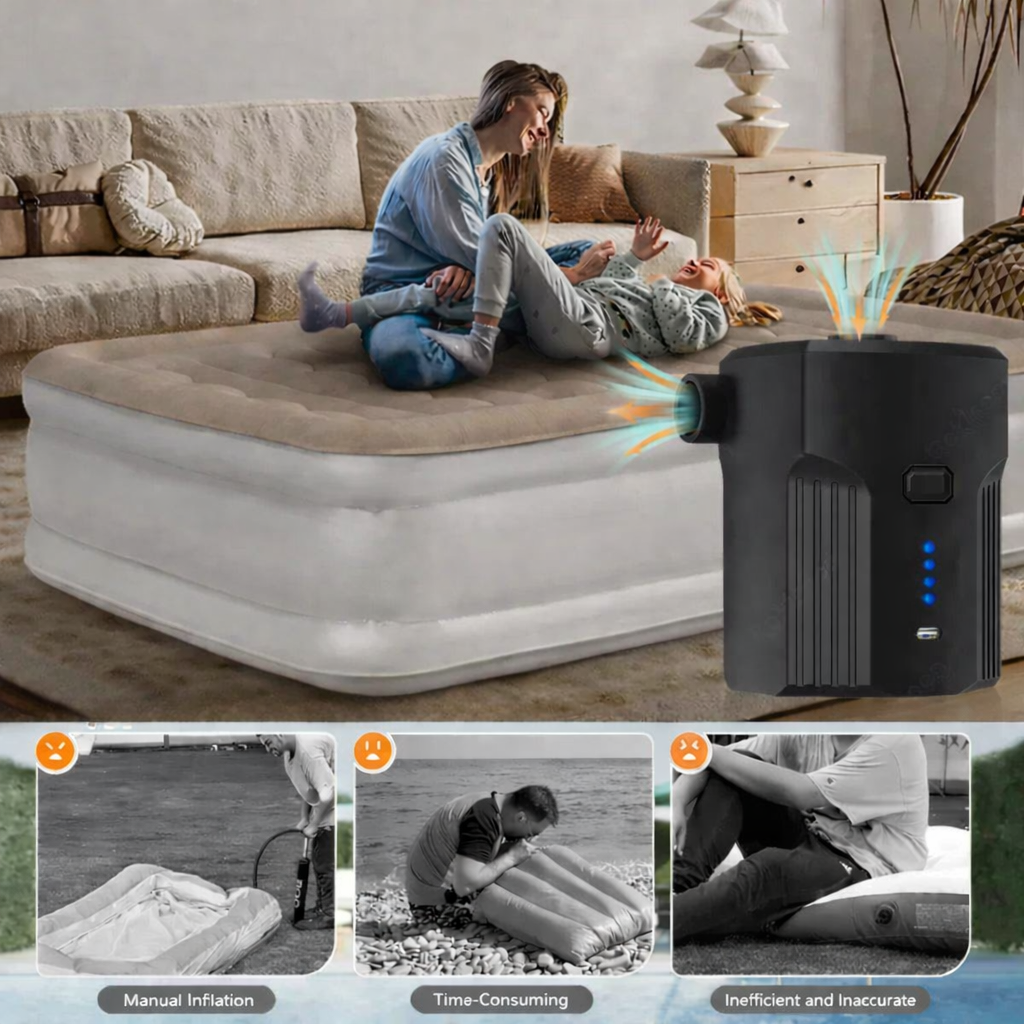 Rechargeable Electric Air Pump 5000mAh Quick Fill Inflator Deflator with 5 Nozzles
