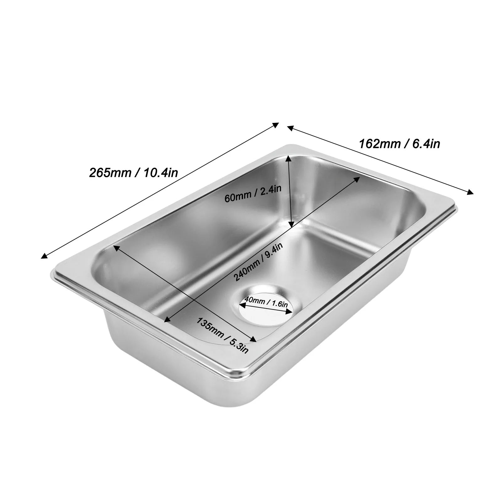 Portable Stainless Steel RV Sink with Drain Outlet for Caravan Boat Kitchen Bathroom