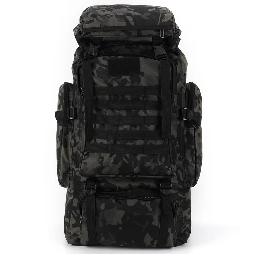 80L Large Capacity Tactical Backpack Outdoor Hiking Camping Rucksack Durable Water Resistant Bag