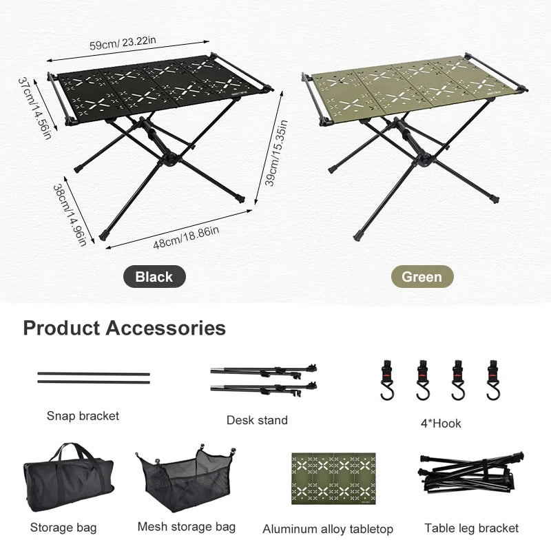 Camping Folding Table with Aluminum Alloy Frame – Portable Outdoor BBQ and Picnic Table