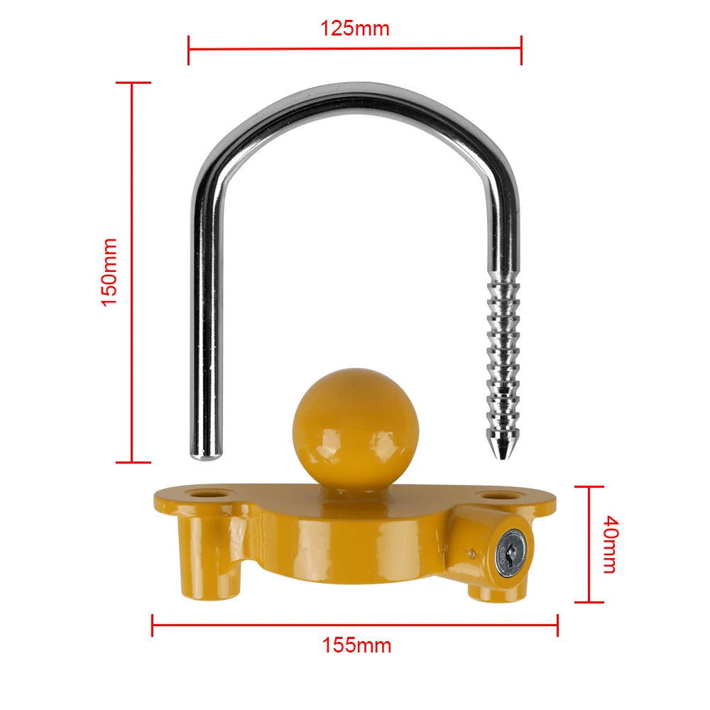 U-Shape Trailer Coupler Hitch Lock Heavy Duty Adjustable Tow Ball Security
