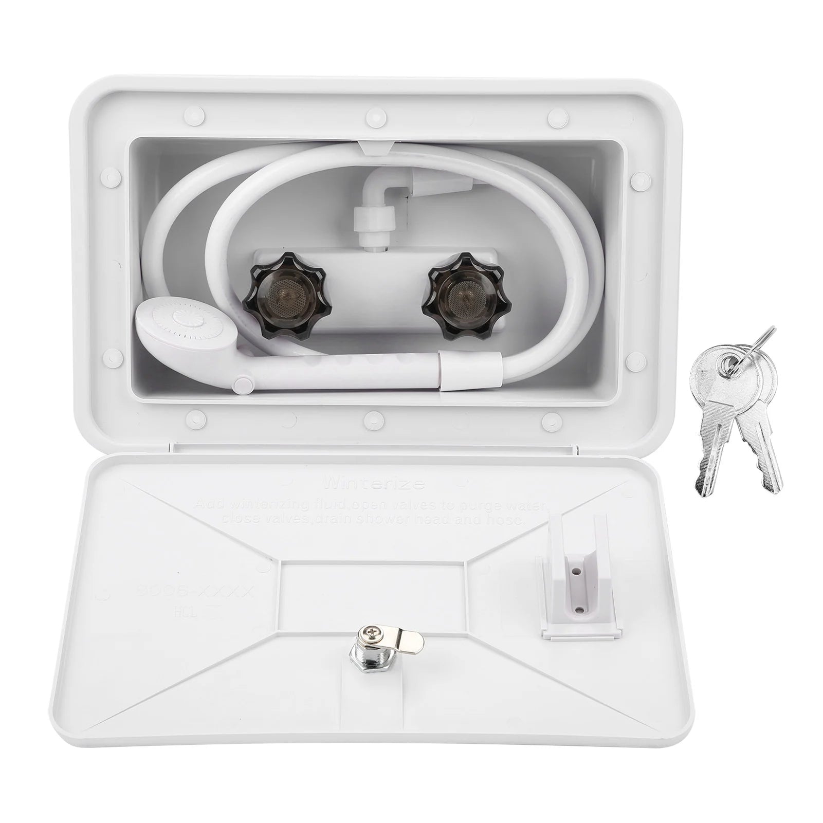 RV Exterior Shower Box Kit with Lockable Door for Camper Boat and Motorhome