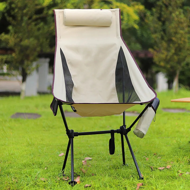 Portable Folding Camping Chair with Headrest Lightweight Aluminum Outdoor Travel Chair