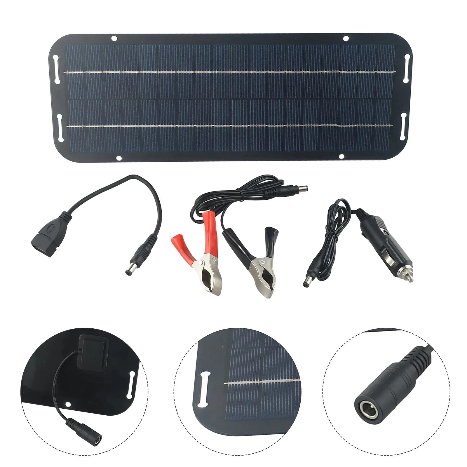 12V Monocrystalline Solar Battery Trickle Charger Panel Kit for Car, Van & Boat
