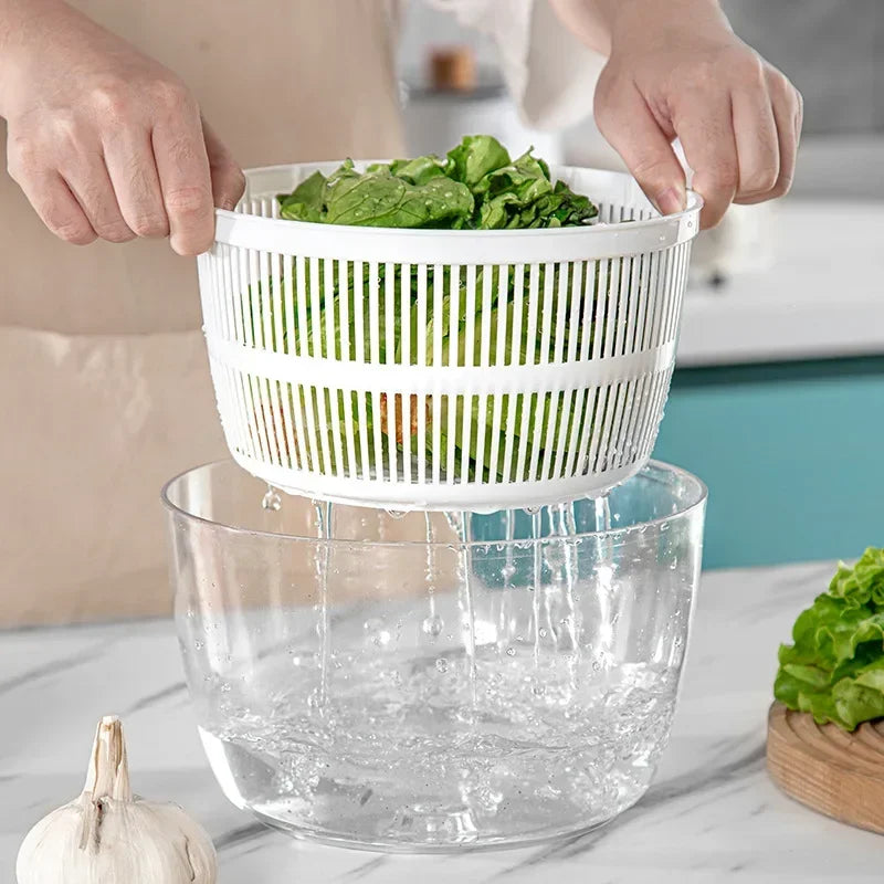3L Salad Spinner Vegetable Washer & Dryer Bowl, Detachable PP Basket for Lettuce, Fruit & Greens