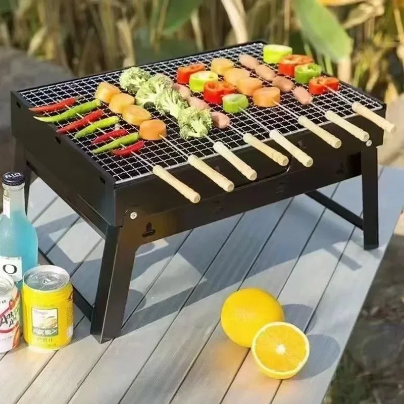 Portable Stainless Steel Charcoal BBQ Grill Mini Outdoor Cooking Kit