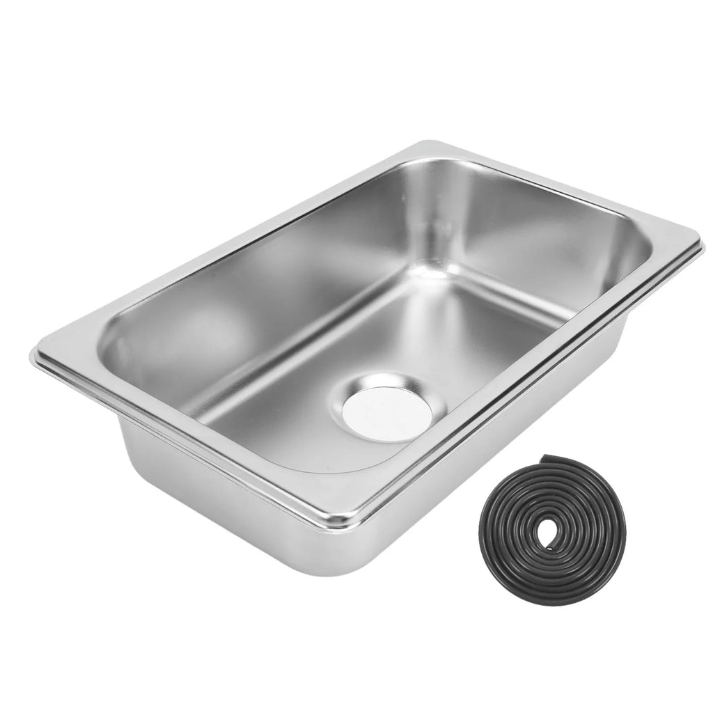 Portable Stainless Steel RV Sink with Drain Outlet for Caravan Boat Kitchen Bathroom