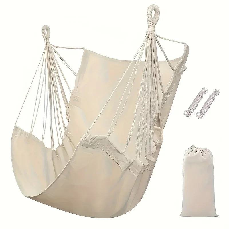 Leisure Fabric Hanging Chair with Anti-Rollover Design & Storage Bag for Patio Garden