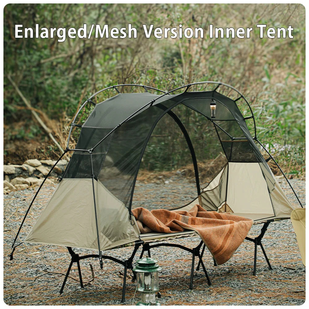 Outdoor Camping Cot 210 x 80cm Tent Shelter with Mosquito Net, Breathable Mesh and Waterproof Rainfly