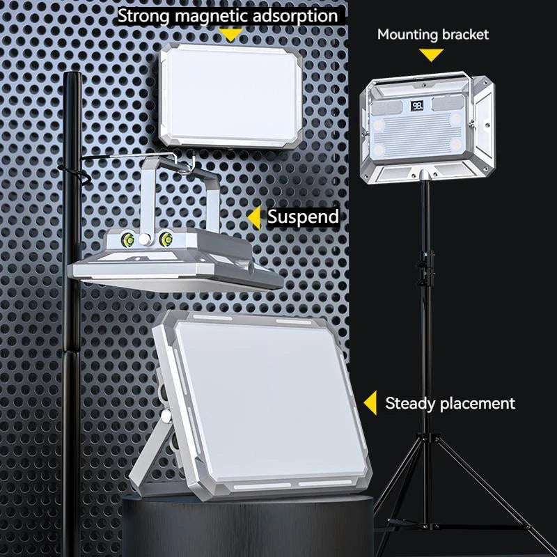 Rechargeable LED Camping Work Light with Magnet Hook Dimmable Modes and USB Power Bank Function