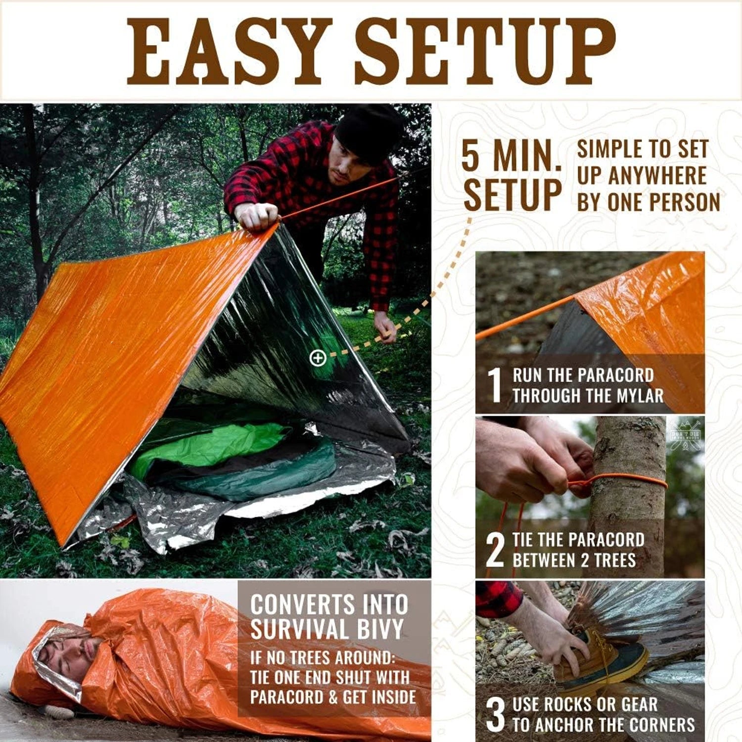 Portable 2 Person Emergency Survival Tent Waterproof Windproof Compact Shelter