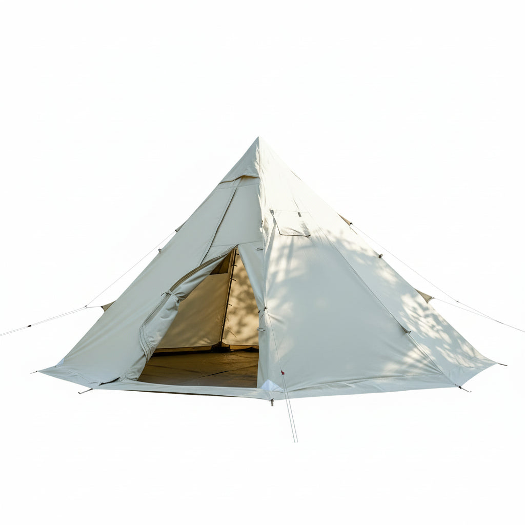 4 Season Tipi Camping Tent 2-4 Person with Chimney Opening and Weather Shield Skirt