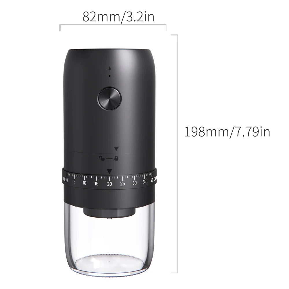 Portable Rechargeable Coffee Bean Grinder with 40 Adjustable Settings USB-C