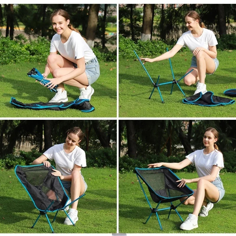 Ultra Lightweight Folding Moon Chair Portable Outdoor Camping Hiking Fishing Seat