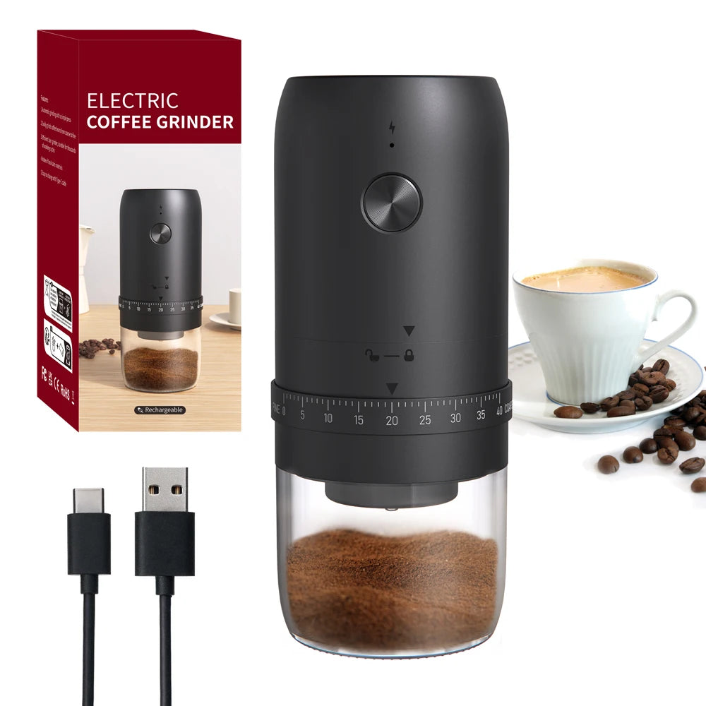 Portable Rechargeable Coffee Bean Grinder with 40 Adjustable Settings USB-C