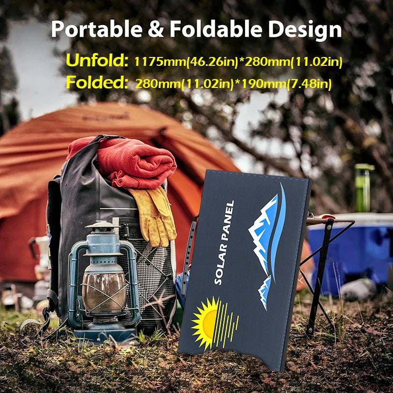 100W Foldable Portable Solar Panel Charger with USB & DC Output for Camping