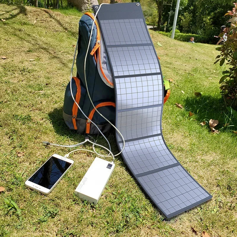 60W Portable Folding Solar Panel with USB & DC Output Charger
