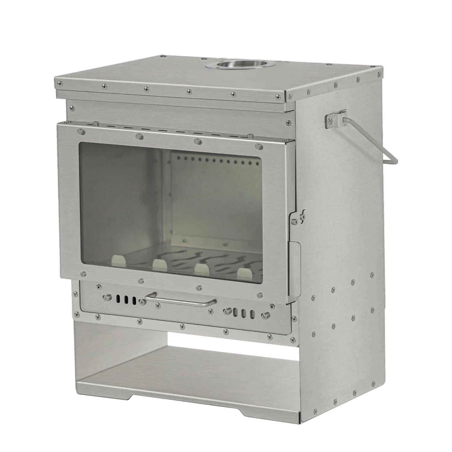 Compact Smokeless Wood Stove with Glass Viewing Window for Camping and Outdoor Use