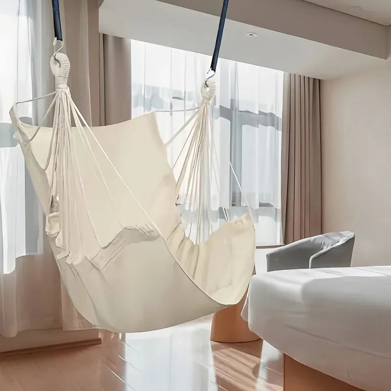 Leisure Fabric Hanging Chair with Anti-Rollover Design & Storage Bag for Patio Garden