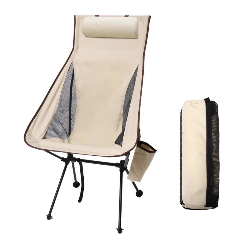 Portable Folding Camping Chair with Headrest Lightweight Aluminum Outdoor Travel Chair