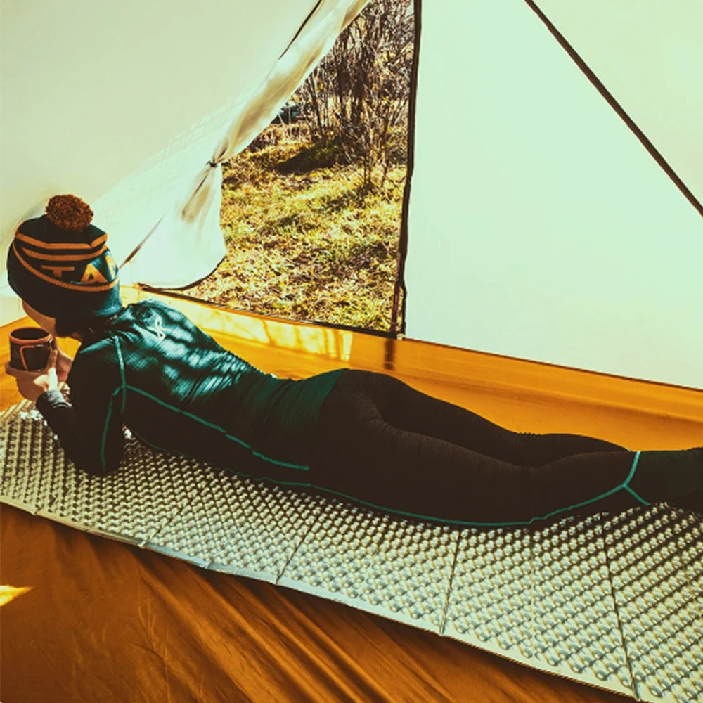 Ultralight Folding Camping Pad with Foam Mat and Storage Bag for Hiking Green