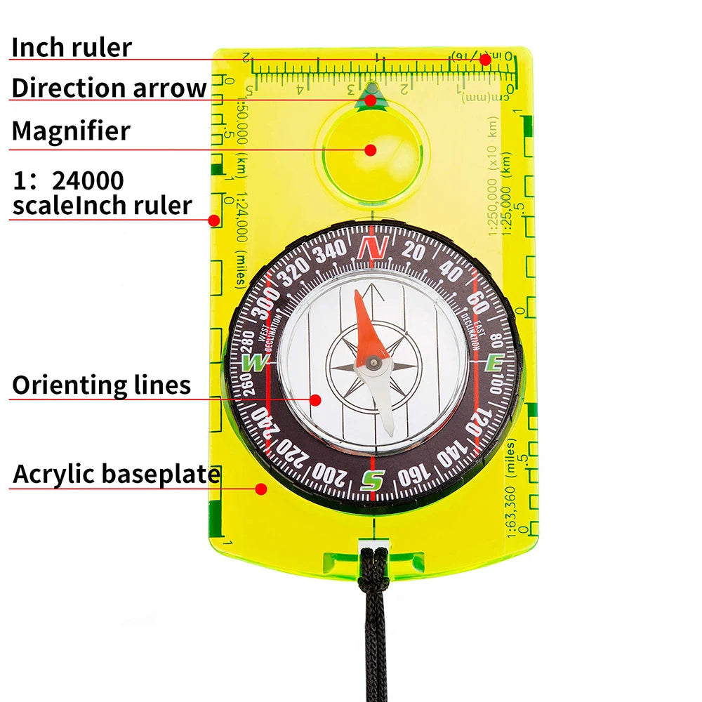 Waterproof Outdoor Navigation Compass for Hiking, Camping, Backpacking and Orienteering