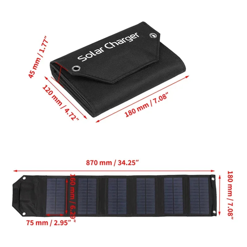 100W Foldable Waterproof Solar Panel Charger with 5V USB for Outdoor Camping