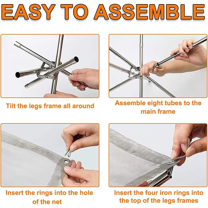 Portable Camping Fire Pit Grill with Stainless Steel Mesh – Foldable Outdoor Bonfire Rack