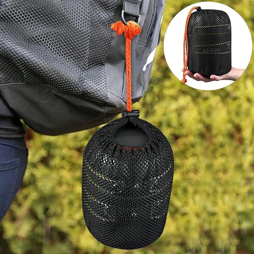 Ultralight Camping Cookware Set 2-Piece Pot Frying Pan with Mesh Carry Bag