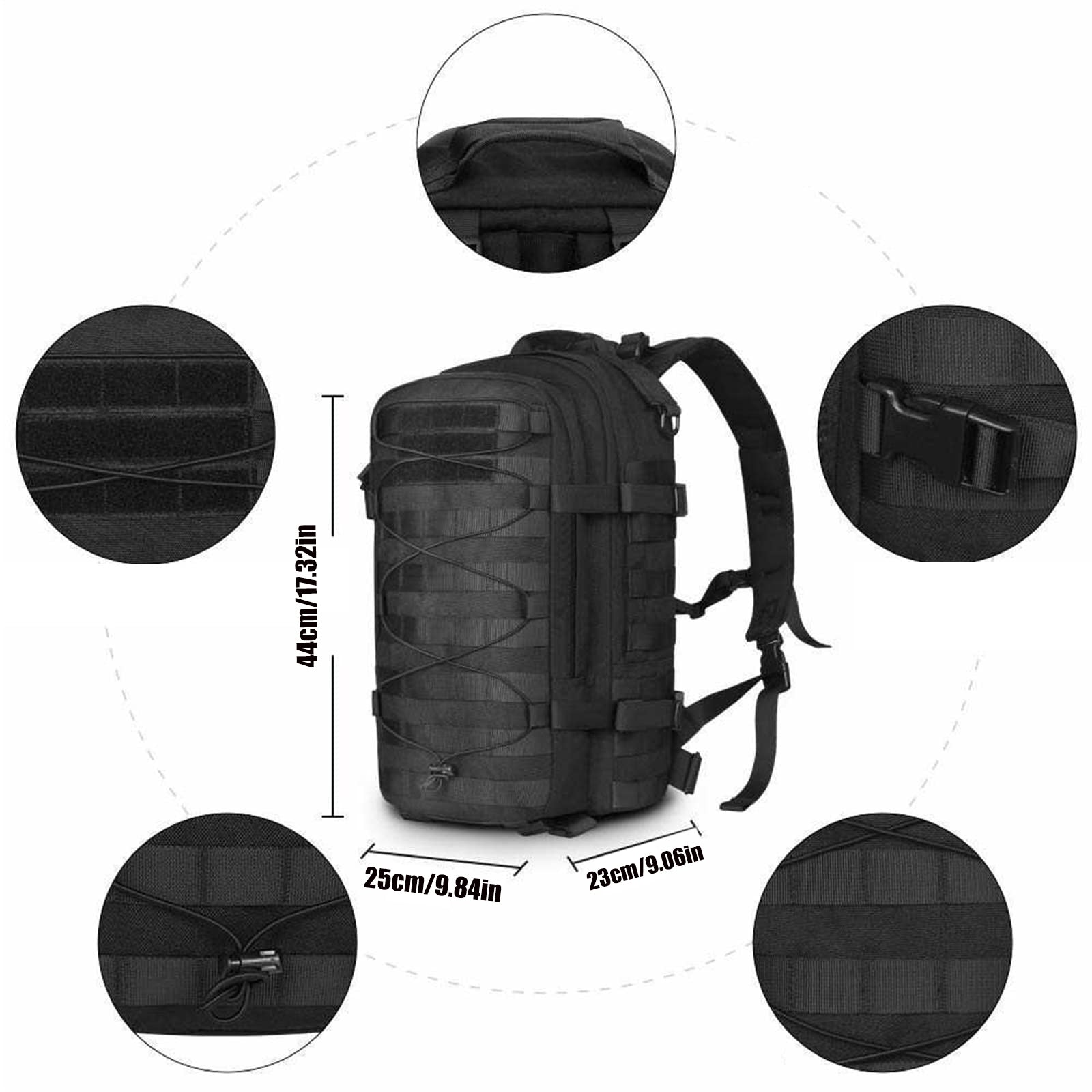 Tactical MOLLE Backpack 46cm Waterproof Outdoor Hiking Camping Travel Rucksack